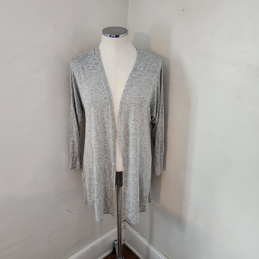 Caution To The Wind‎ Womens Gray Space Dye Open Front Longline Cardigan Medium